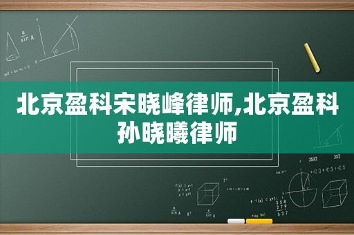 北京盈科宋曉峰律師,北京盈科孫曉曦律師