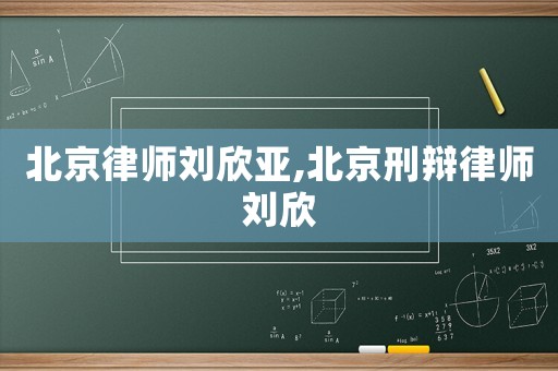 北京律師劉欣亞,北京刑辯律師劉欣