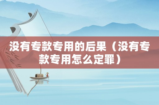 沒有專款專用的后果（沒有專款專用怎么定罪）