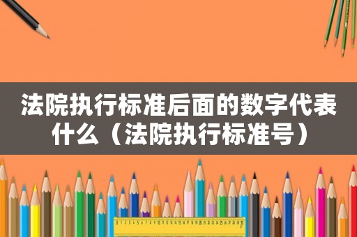 法院執(zhí)行標準后面的數(shù)字代表什么（法院執(zhí)行標準號）