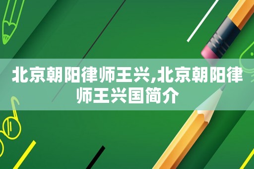 北京朝陽(yáng)律師王興,北京朝陽(yáng)律師王興國(guó)簡(jiǎn)介