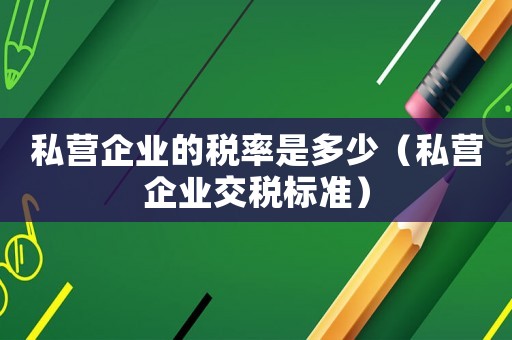 私營企業(yè)的稅率是多少（私營企業(yè)交稅標準）