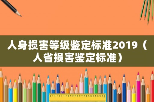 人身損害等級鑒定標(biāo)準(zhǔn)2019（人省損害鑒定標(biāo)準(zhǔn)）