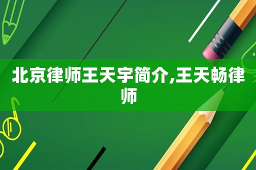 北京律師王天宇簡介,王天暢律師