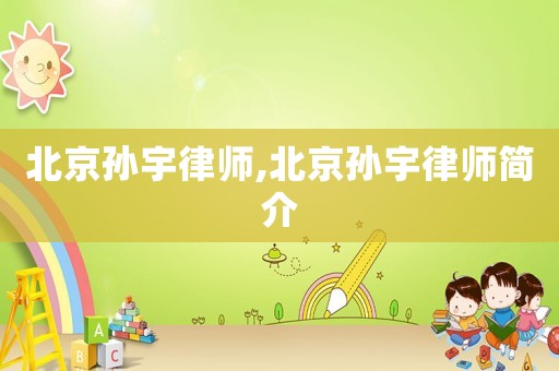 北京孫宇律師,北京孫宇律師簡(jiǎn)介