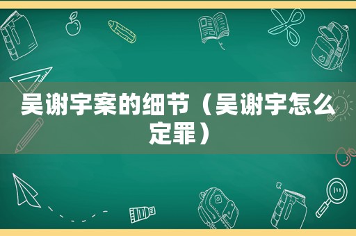 吳謝宇案的細節(jié)（吳謝宇怎么定罪）