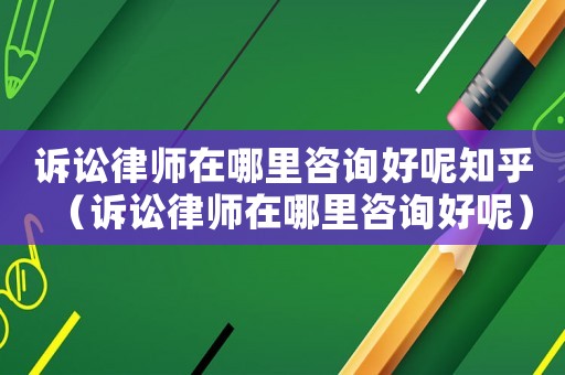 訴訟律師在哪里咨詢好呢知乎（訴訟律師在哪里咨詢好呢）