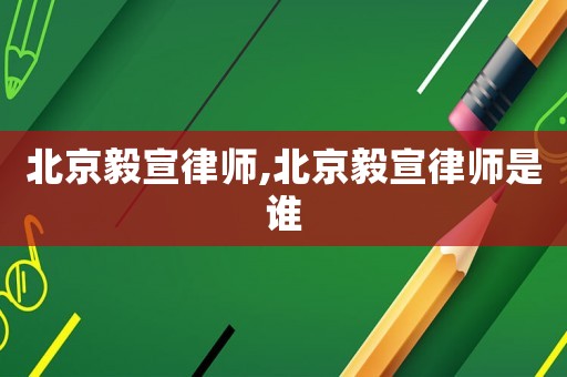北京毅宣律師,北京毅宣律師是誰