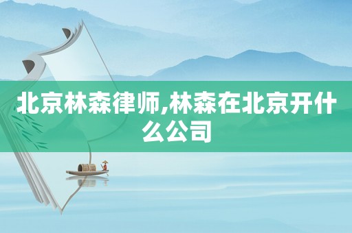 北京林森律師,林森在北京開什么公司