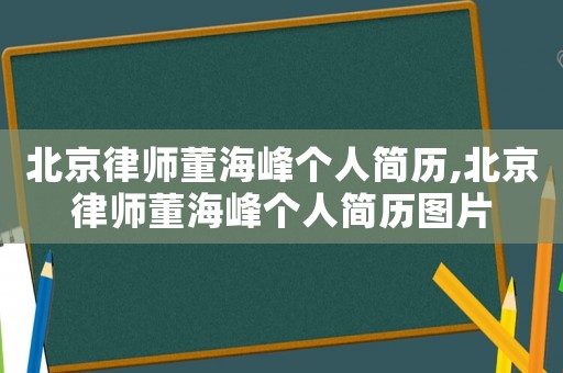 北京律師董海峰個人簡歷,北京律師董海峰個人簡歷圖片