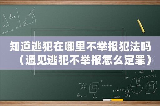 知道逃犯在哪里不舉報犯法嗎（遇見逃犯不舉報怎么定罪）