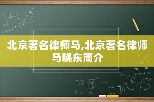 北京著名律師馬,北京著名律師馬曉東簡介
