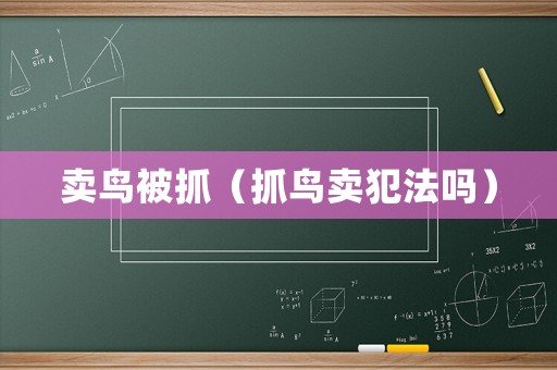 賣鳥被抓（抓鳥賣犯法嗎）