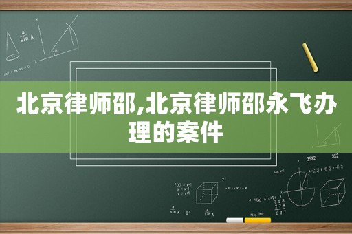 北京律師邵,北京律師邵永飛辦理的案件