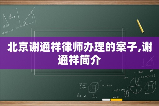 北京謝通祥律師辦理的案子,謝通祥簡介