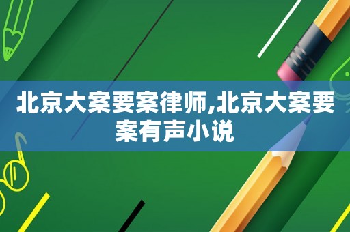 北京大案要案律師,北京大案要案有聲小說