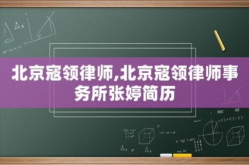 北京寇領(lǐng)律師,北京寇領(lǐng)律師事務(wù)所張婷簡(jiǎn)歷