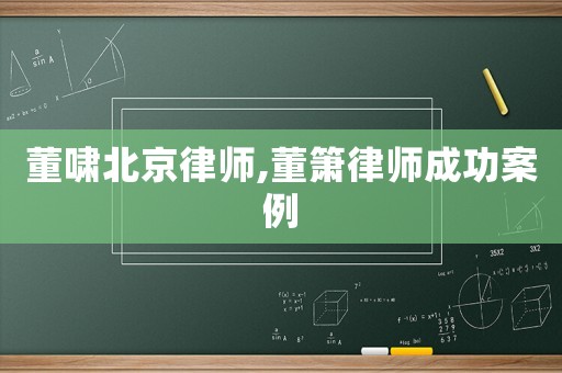 董嘯北京律師,董簫律師成功案例