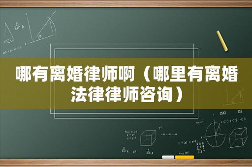 哪有離婚律師啊（哪里有離婚法律律師咨詢）