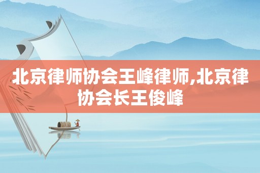 北京律師協(xié)會(huì)王峰律師,北京律協(xié)會(huì)長王俊峰