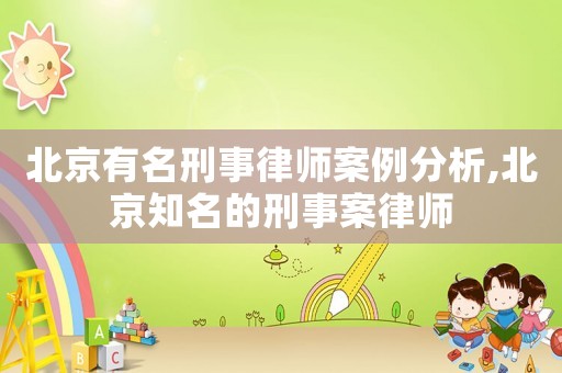 北京有名刑事律師案例分析,北京知名的刑事案律師