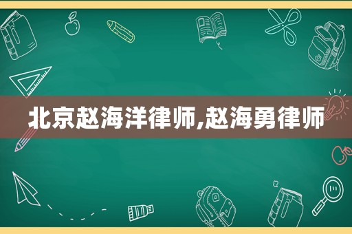 北京趙海洋律師,趙海勇律師