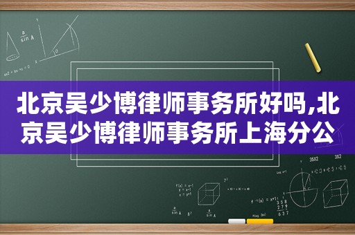 北京吳少博律師事務(wù)所好嗎,北京吳少博律師事務(wù)所上海分公司