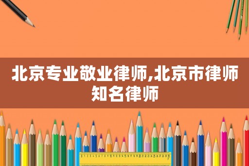北京專業(yè)敬業(yè)律師,北京市律師知名律師