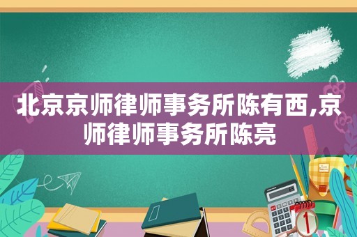 北京京師律師事務所陳有西,京師律師事務所陳亮