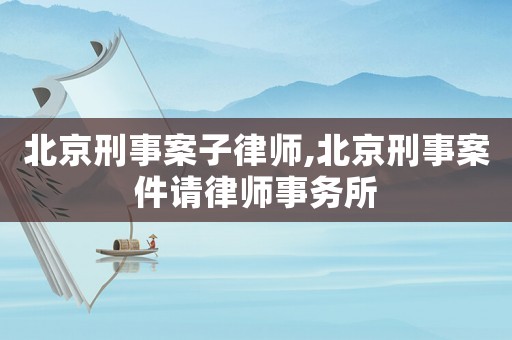 北京刑事案子律師,北京刑事案件請律師事務(wù)所