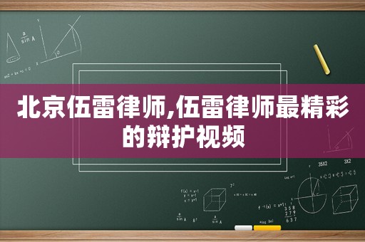 北京伍雷律師,伍雷律師最精彩的辯護(hù)視頻