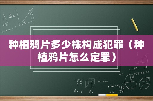 種植鴉片多少株構(gòu)成犯罪（種植鴉片怎么定罪）