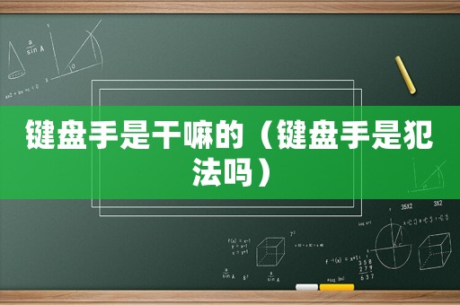 鍵盤手是干嘛的（鍵盤手是犯法嗎）
