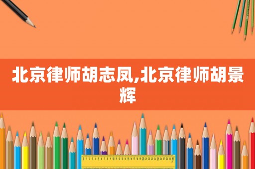 北京律師胡志鳳,北京律師胡景輝