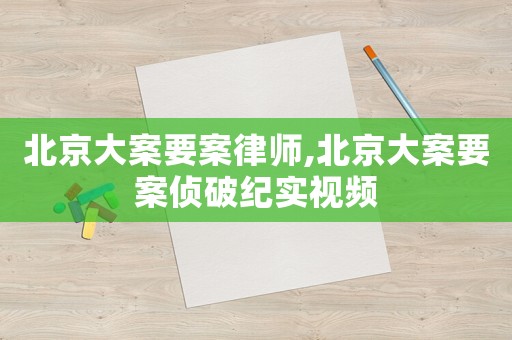 北京大案要案律師,北京大案要案偵破紀實視頻