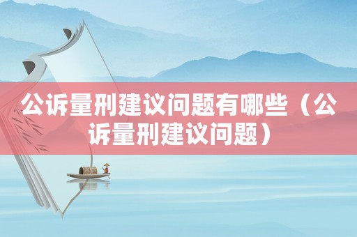 公訴量刑建議問題有哪些（公訴量刑建議問題）