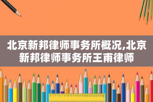 北京新邦律師事務(wù)所概況,北京新邦律師事務(wù)所王甫律師
