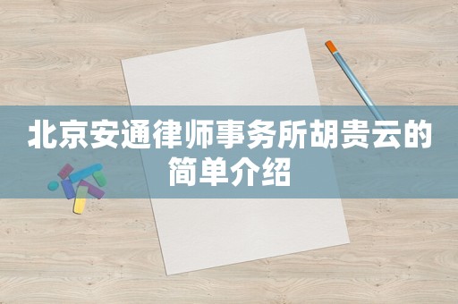 北京安通律師事務(wù)所胡貴云的簡單介紹