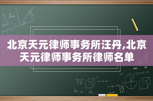 北京天元律師事務所汪丹,北京天元律師事務所律師名單
