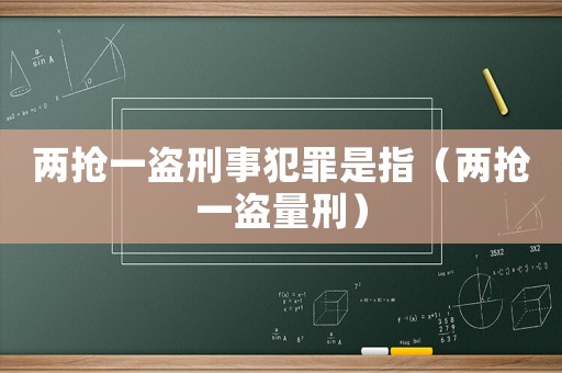 兩搶一盜刑事犯罪是指（兩搶一盜量刑）