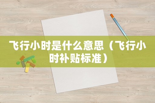 飛行小時(shí)是什么意思（飛行小時(shí)補(bǔ)貼標(biāo)準(zhǔn)）