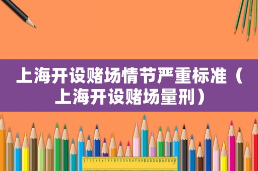 上海開設(shè)賭場情節(jié)嚴(yán)重標(biāo)準(zhǔn)（上海開設(shè)賭場量刑）