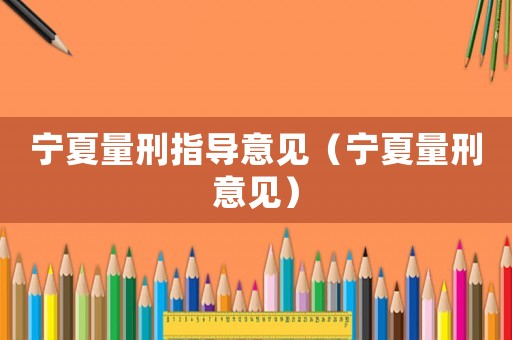 寧夏量刑指導意見（寧夏量刑意見）