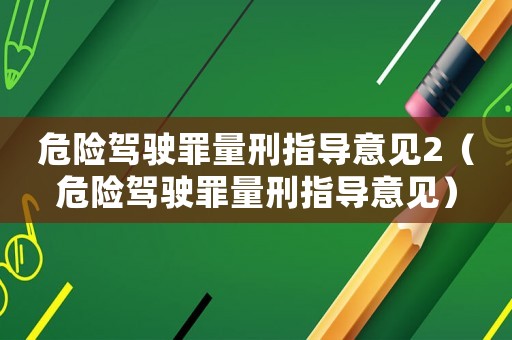 危險駕駛罪量刑指導意見2（危險駕駛罪量刑指導意見）