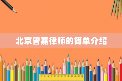 北京曾嘉律師的簡單介紹