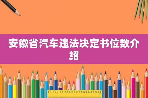 安徽省汽車違法決定書位數(shù)介紹