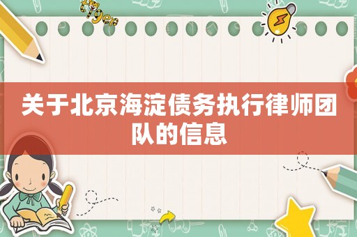 關(guān)于北京海淀債務(wù)執(zhí)行律師團(tuán)隊(duì)的信息