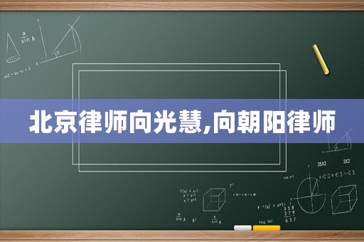 北京律師向光慧,向朝陽(yáng)律師