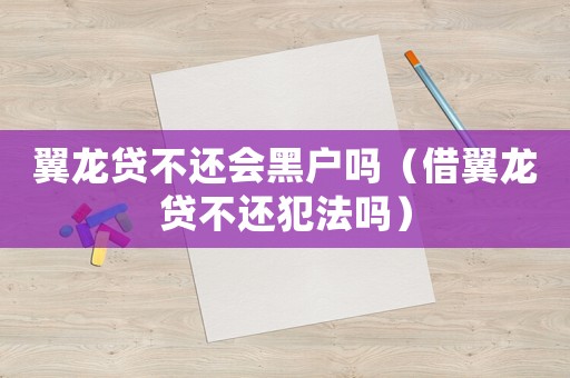 翼龍貸不還會(huì)黑戶嗎（借翼龍貸不還犯法嗎）