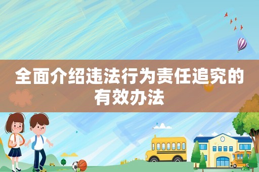 全面介紹違法行為責(zé)任追究的有效辦法